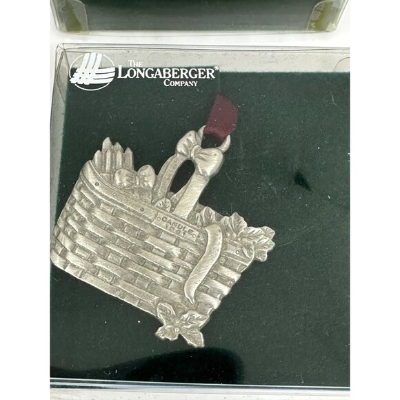 VTG Longaberger Christmas Basket Ornaments Set | Candle, Sleigh, Bell, Holly NEW - Picture 9 of 10